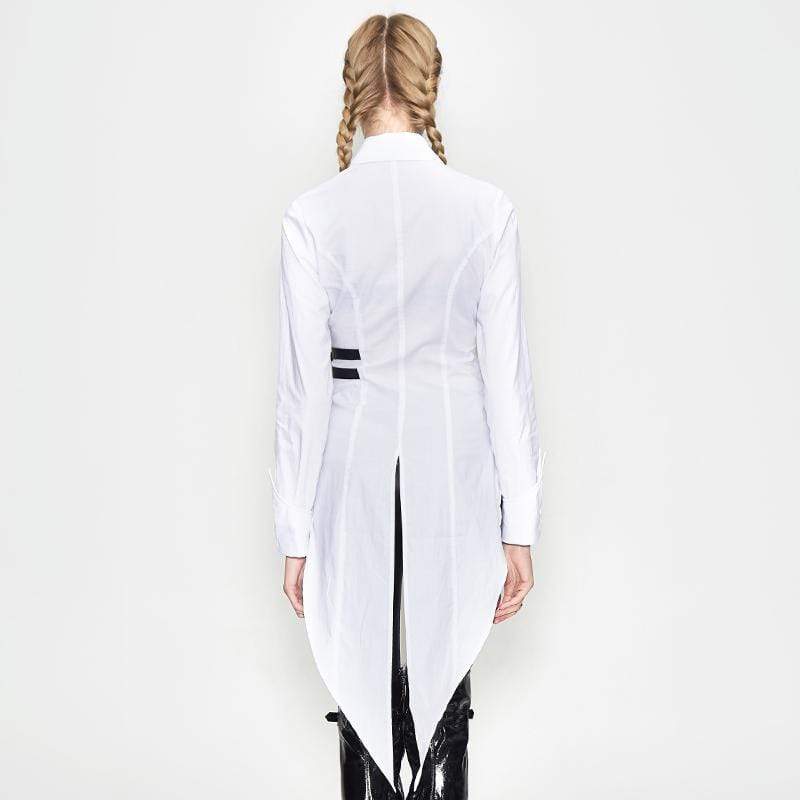 DEVIL FASHION Women's Irregular Hem Punk Long Over Shirt