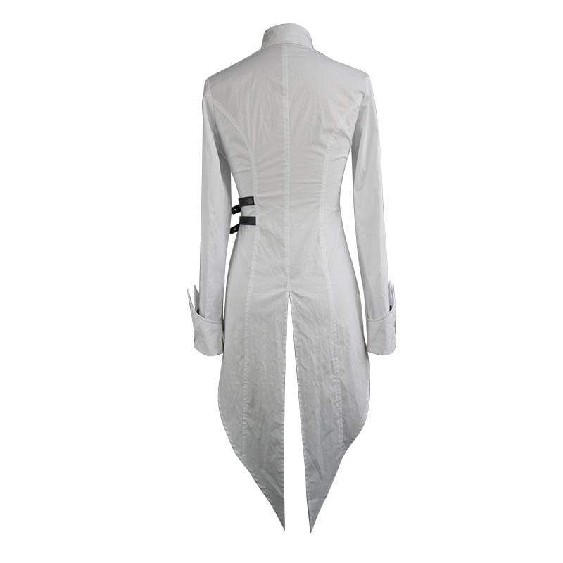 DEVIL FASHION Women's Irregular Hem Punk Long Over Shirt