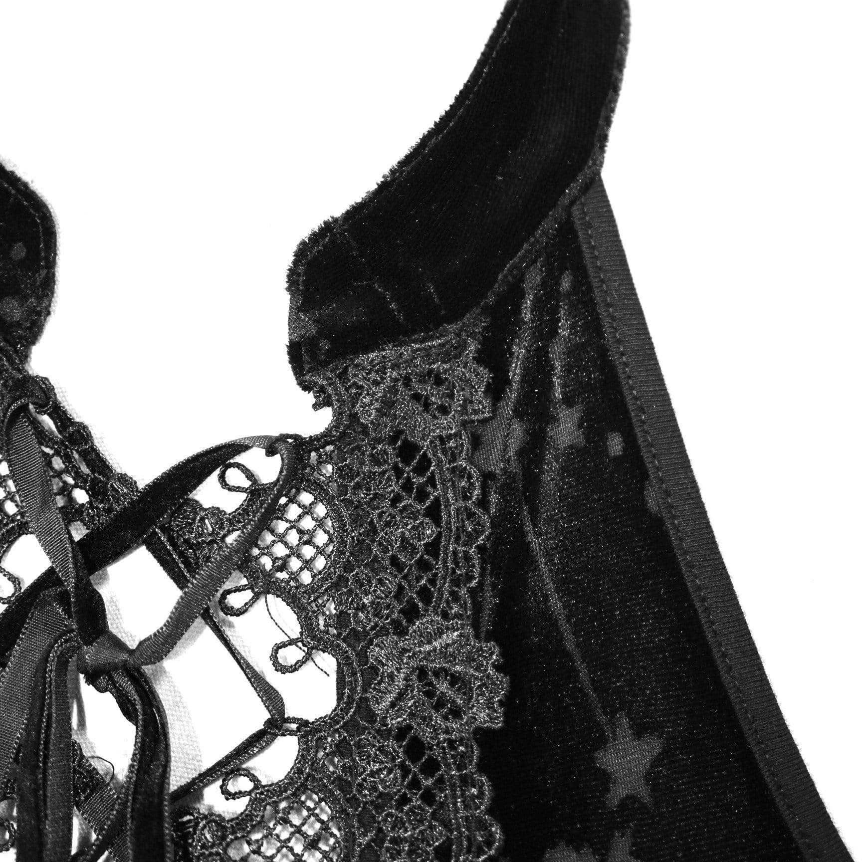 DEVIL FASHION Women's Lace-up Sheer Constellation Moon Tank Tops