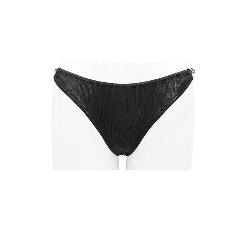 Women's Punk Black Cheeky Bikini Bottom