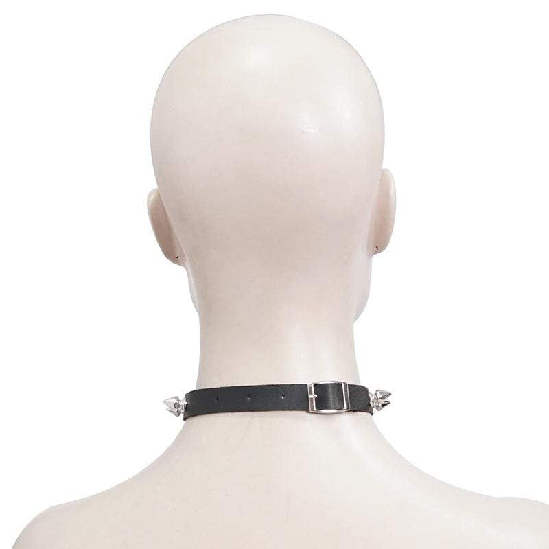 Women's Punk Black Spike Studded Neck Collar Choker