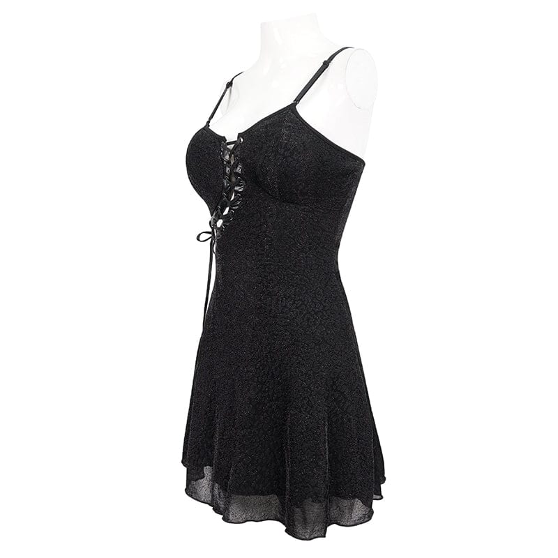 DEVIL FASHION Women's Punk Cutout Asymmetrical Strappy Slip Dress