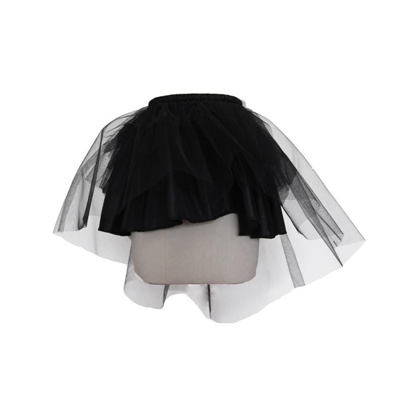 DEVIL FASHION Women's Punk Mini Skirt With Net
