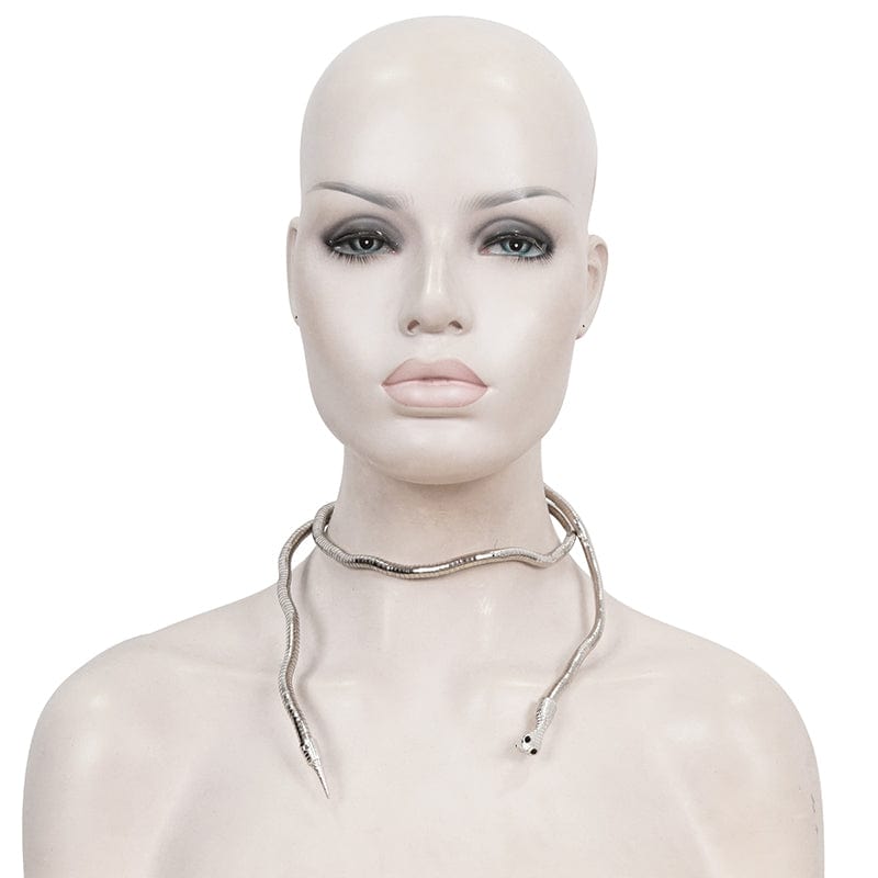 DEVIL FASHION Women's Punk Snake Metal Necklace