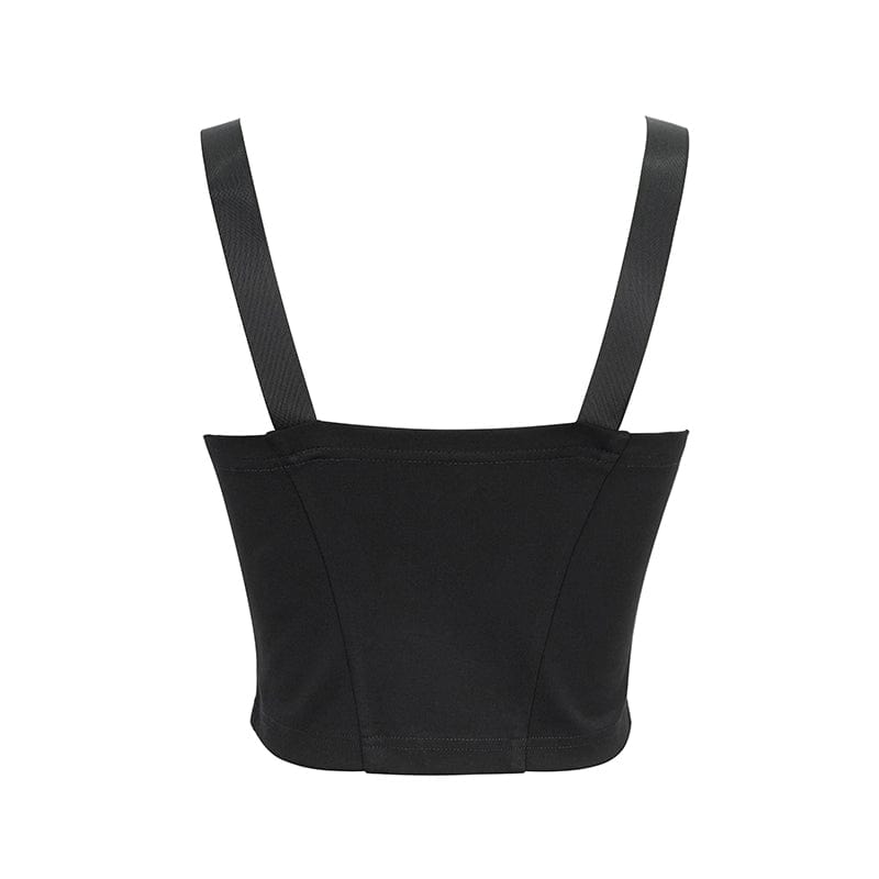 DEVIL FASHION Women's Punk Star Zipper Buckle Bustier