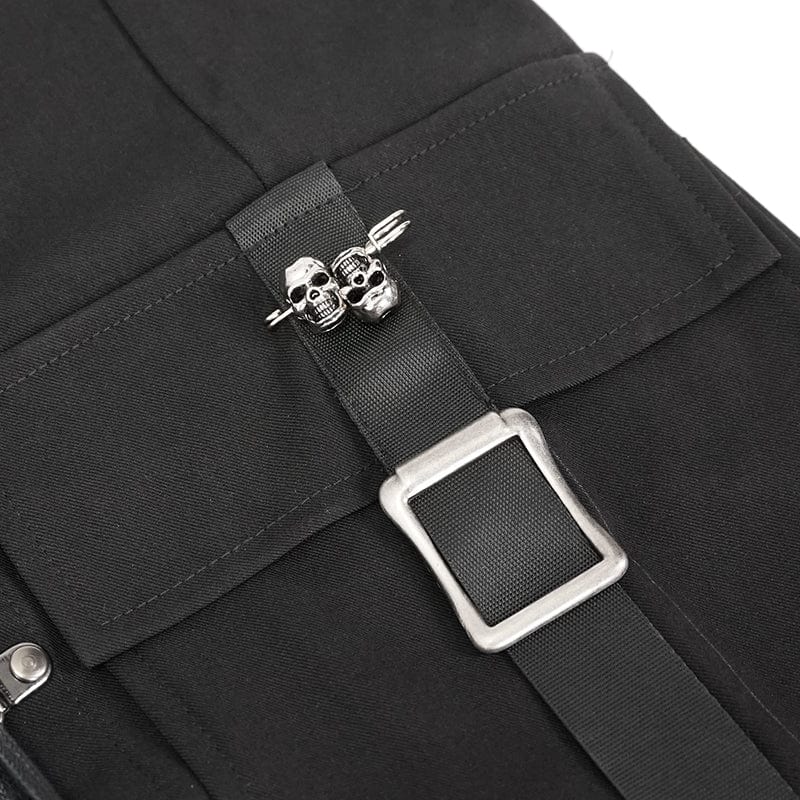 DEVIL FASHION Women's Punk Strappy Big-pocket Jogger Pants