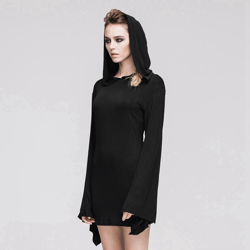 Women's Short Goth Dress With Trumpet Sleeve