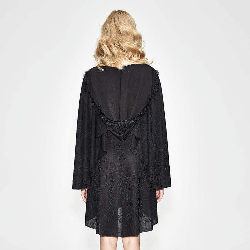 DEVIL FASHION Women's Short Hooded Goth Dress