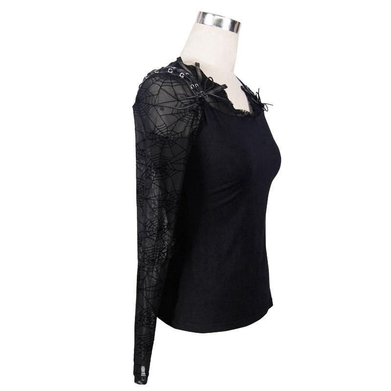 DEVIL FASHION Women's Spiderweb Short Goth Top