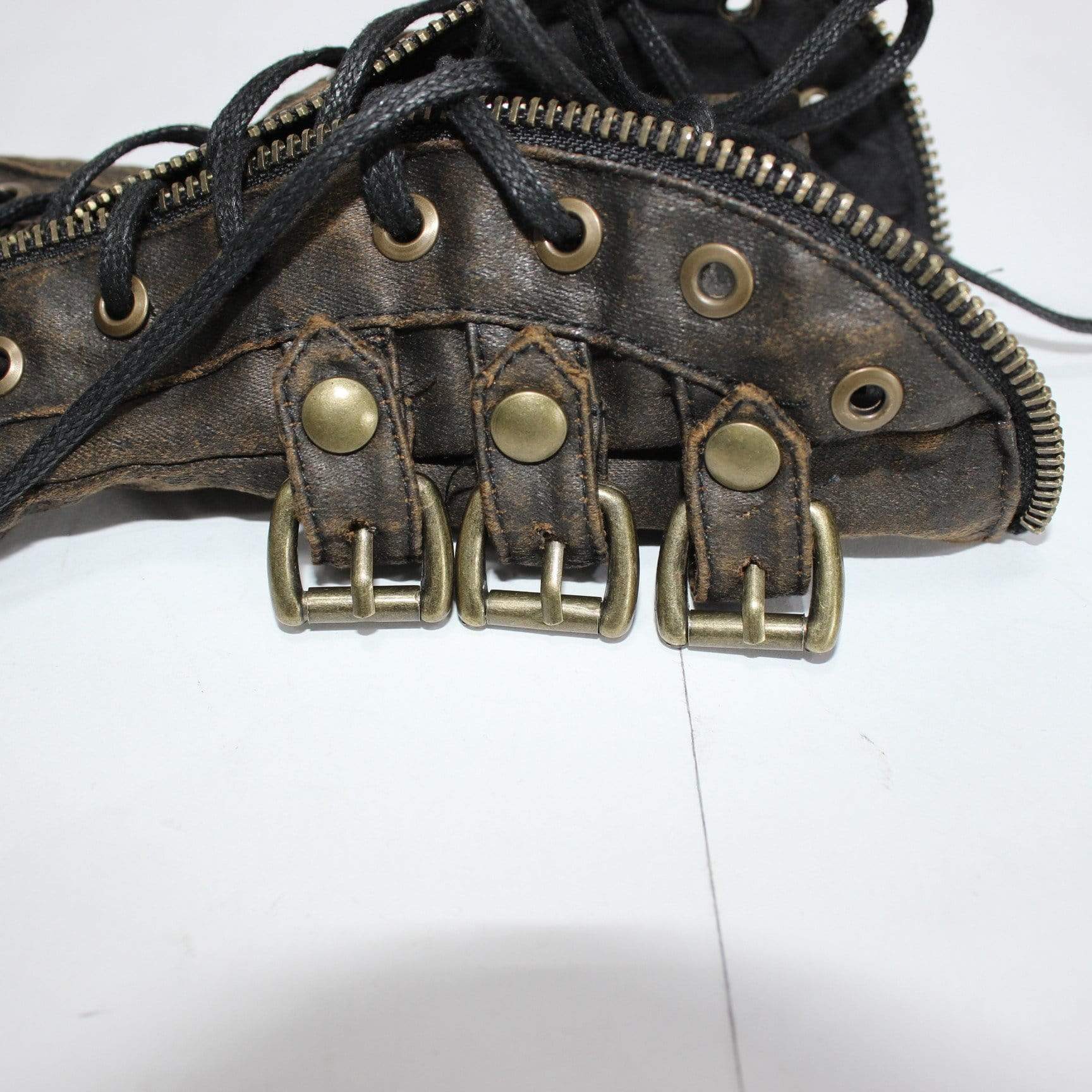 Women's Zipper Belt Rivets Faux Leather Gloves