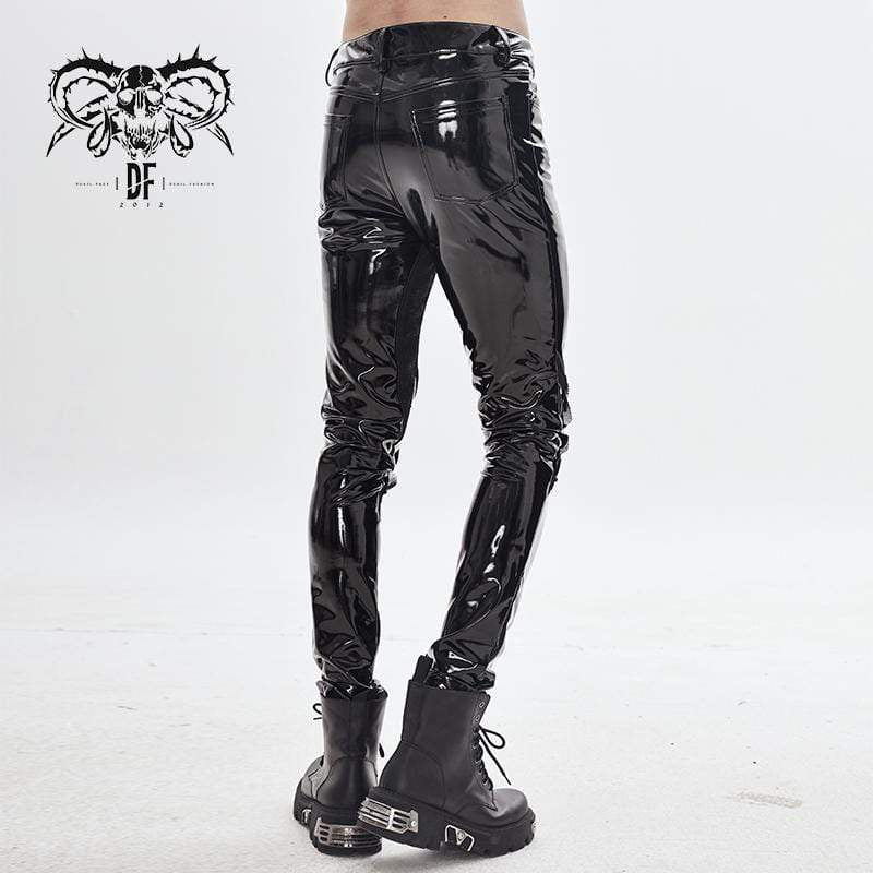 Men's Gothic Lines PU Skinny Pants