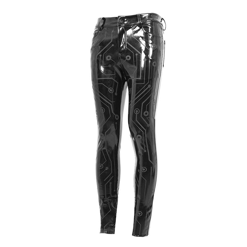 Men's Gothic Lines PU Skinny Pants