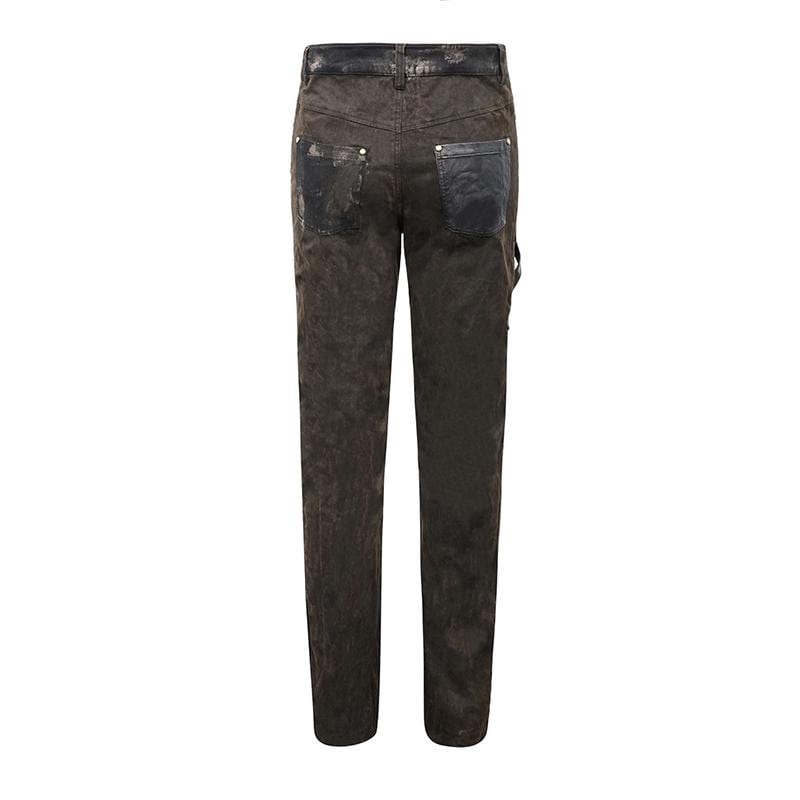 Men's Steampunk Mesh Rivets Eyelets Casual Trousers