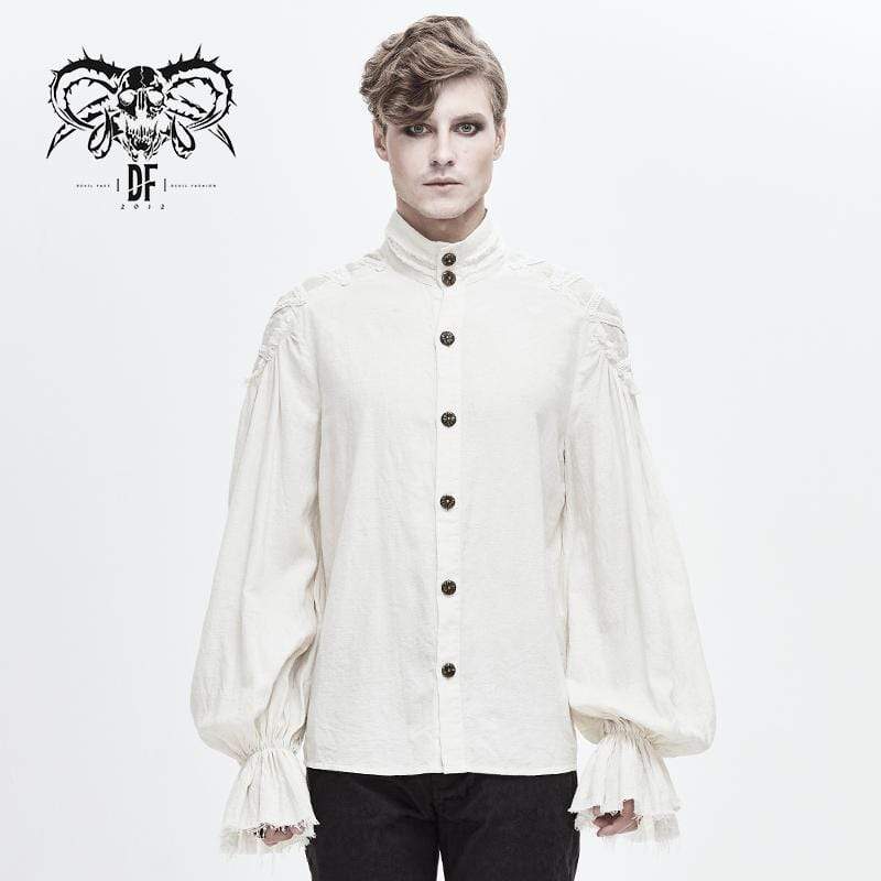 DEVILFASHION Men's Vintage Gorgeous Rococo Puff Sleeved Ruffles Shirts