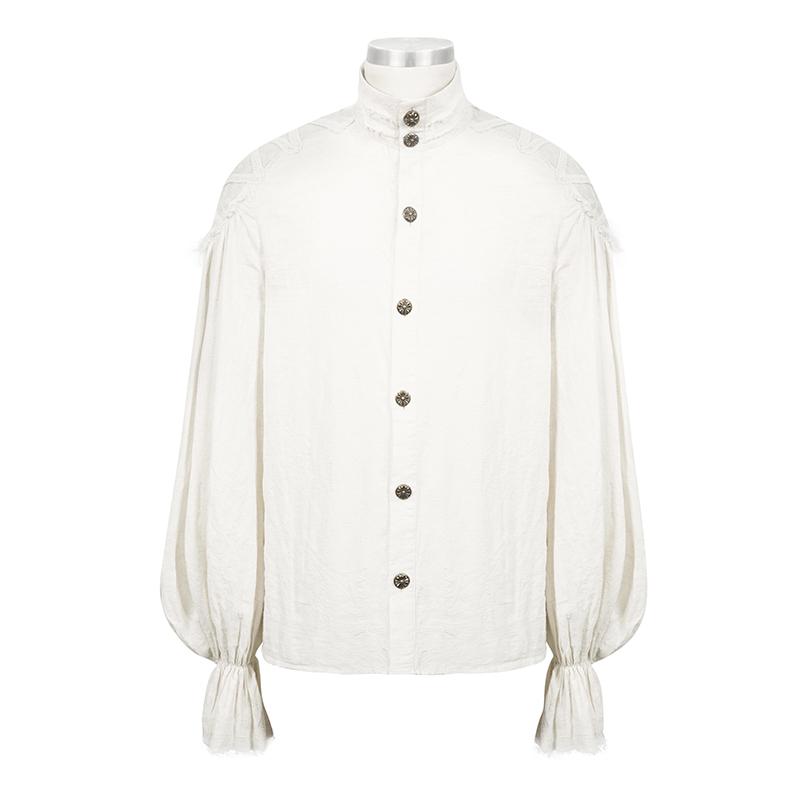 DEVILFASHION Men's Vintage Gorgeous Rococo Puff Sleeved Ruffles Shirts