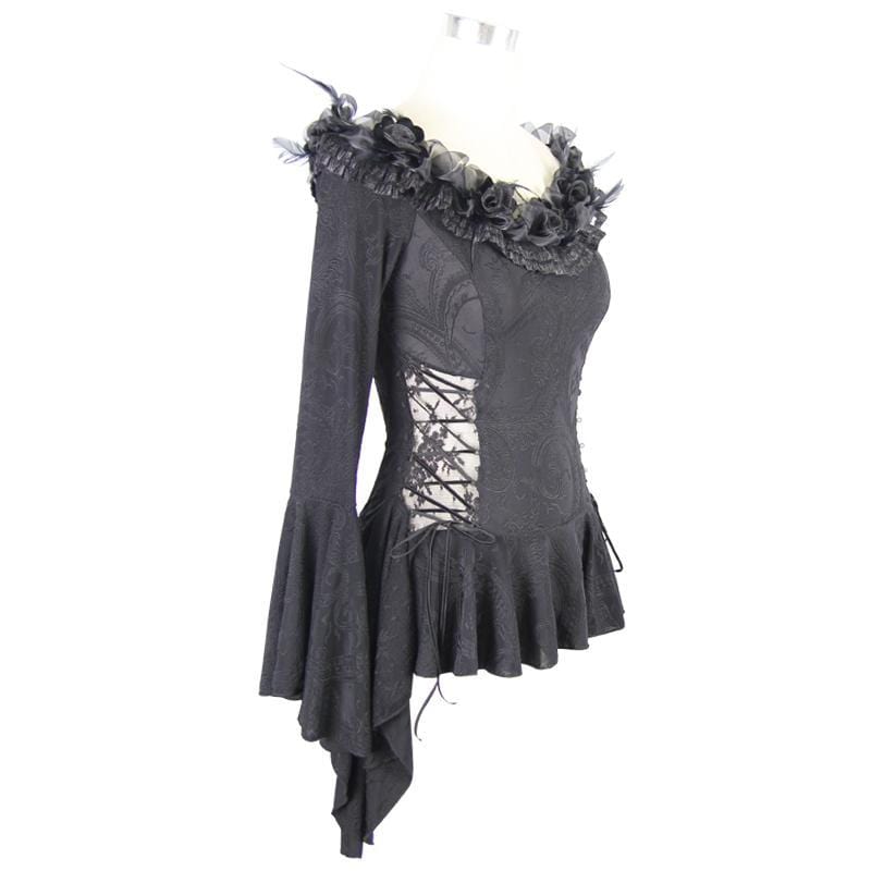 EVA LADY Women's Embellished Gothic Punk Top