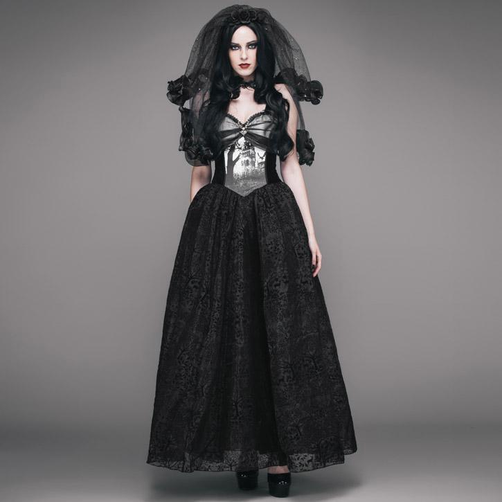 Women's Goth Punk Ankle Length Digital Print Gown