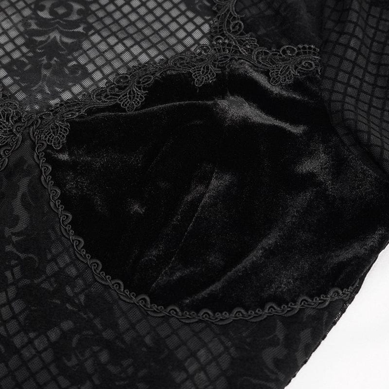 EVA LADY Women's Gothic Cutout Flare Sleeved Lace Shirt