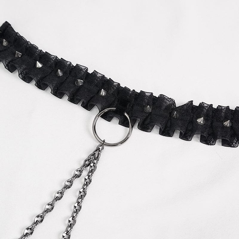 EVA LADY Women's Gothic Rivets Floral Overbust Corsets with Lace Choker