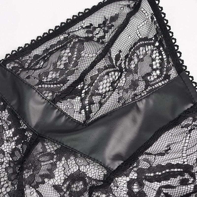 EVA LADY Women's Gothic Romantic Lace Babydoll Set