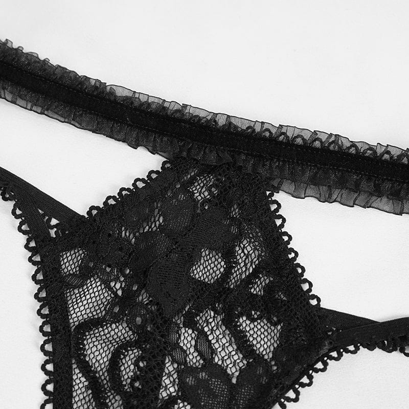 EVA LADY Women's Gothic Sexy Lace Bra lingerie Set