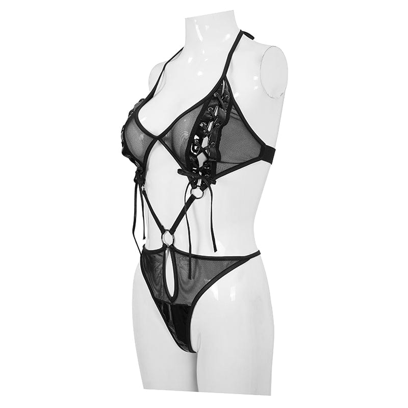 EVA LADY Women's Gothic Sheer Mesh Sexy Lingerie