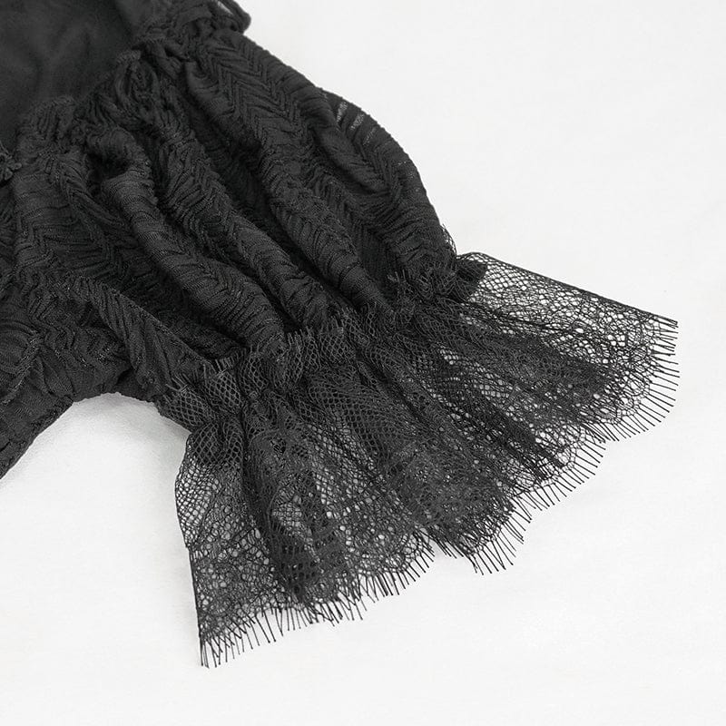 EVA LADY Women's Gothic Strappy Mesh Splice Beaded Shirt