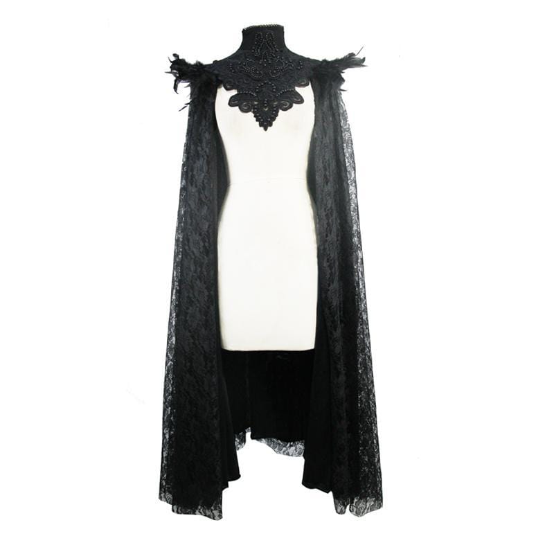 EVA LADY Women's Vintage Goth Lace Cape