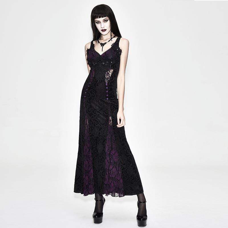 Women's Violet & Lace Goth Full Length Gown