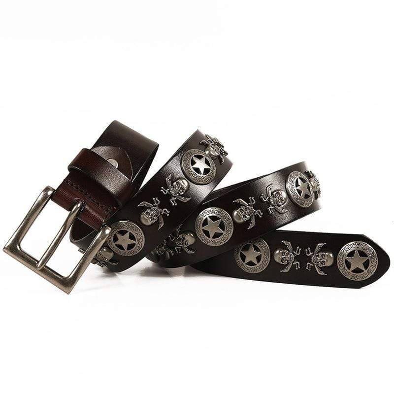 Men's Gothic Belts With Rivets Of Magic Circles And Skulls