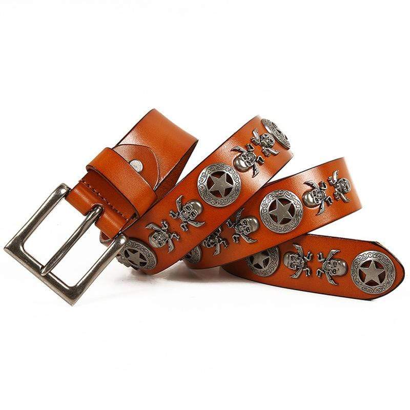 Men's Gothic Belts With Rivets Of Magic Circles And Skulls