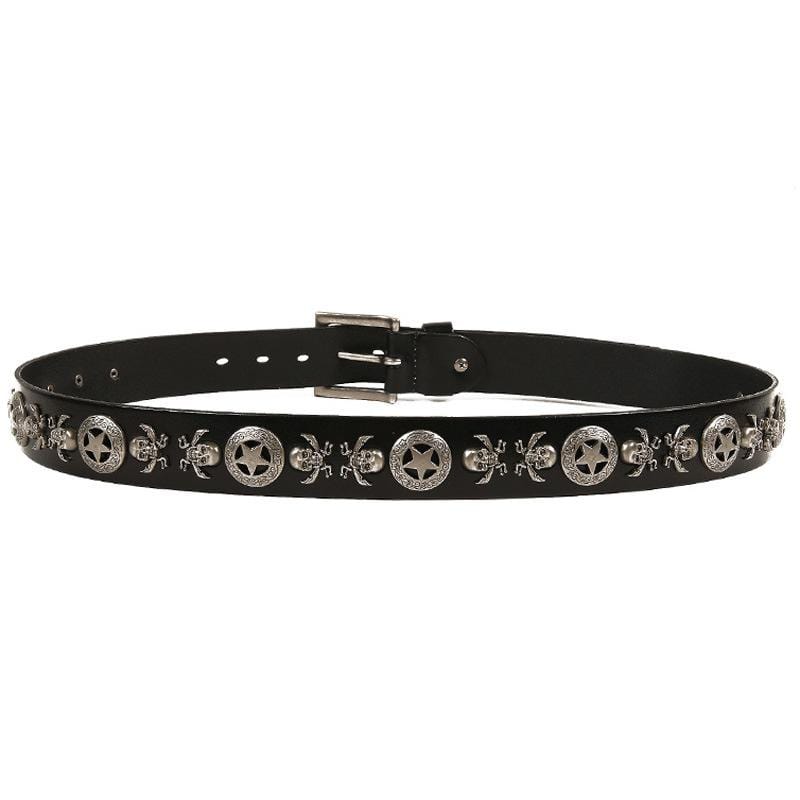 Men's Gothic Belts With Rivets Of Magic Circles And Skulls