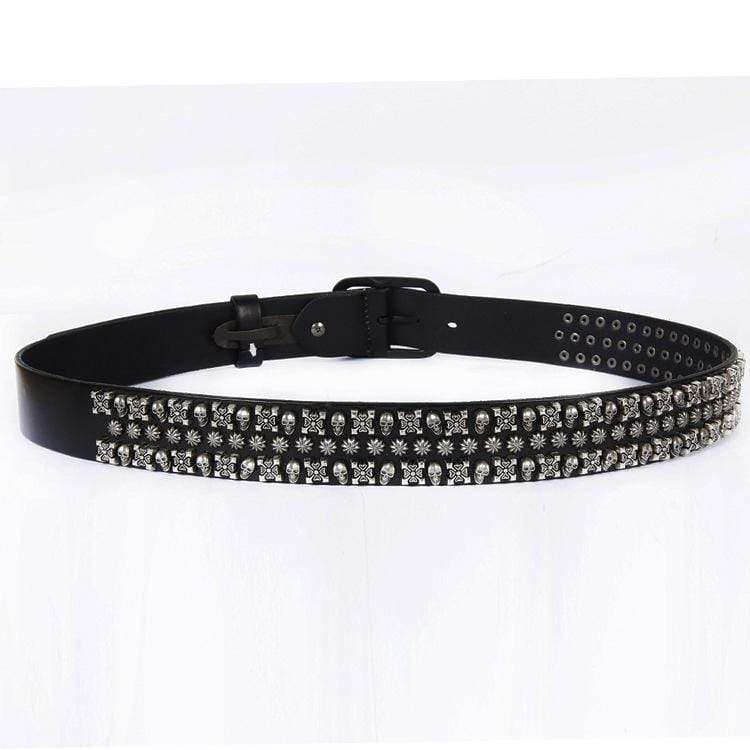 Men's Gothic Belts With Rivets Of Skulls And Crosses And Stars