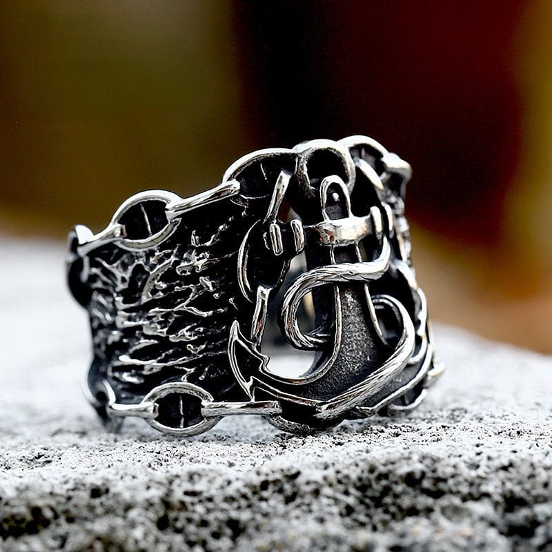 Kobine Men's Punk Anchor Ring