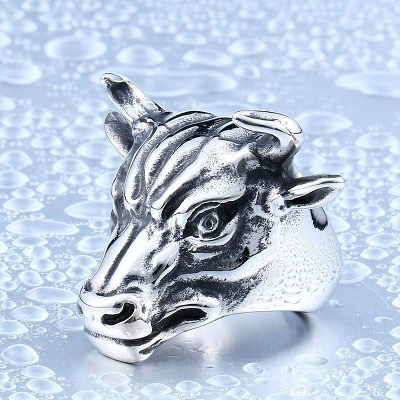 Men's Punk Bull Head of Wall Street Rings