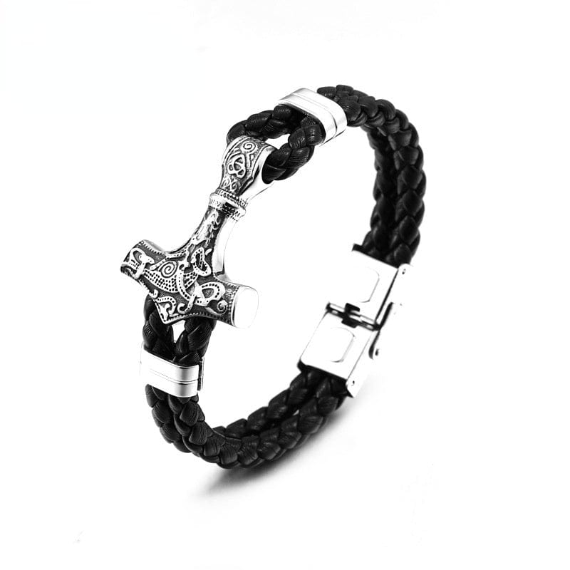 Kobine Men's Punk Hammer Faux Leather Bracelet