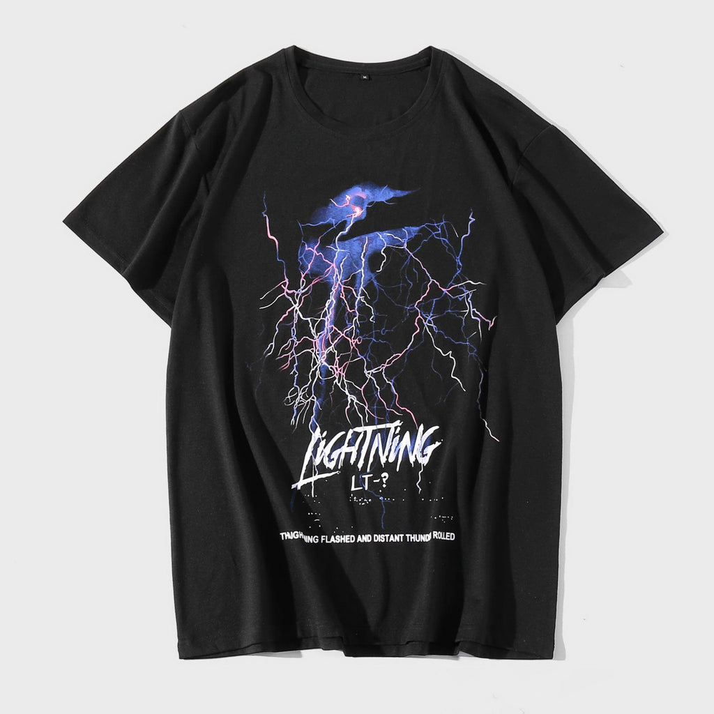 Kobine Men's Punk Lightning Printed T-shirt