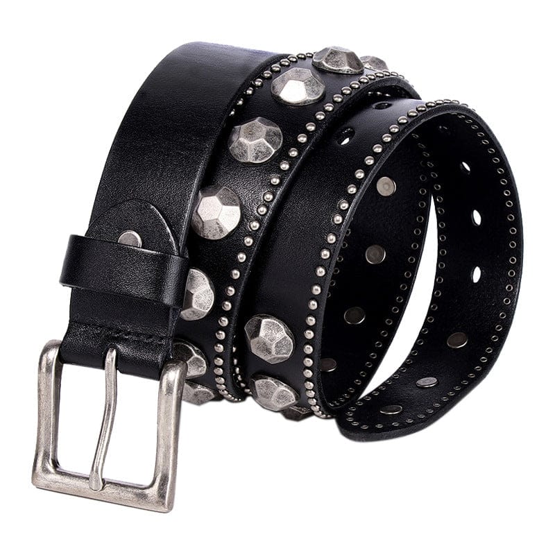 Kobine Men's Punk Pagoda Rivets Leather Belt