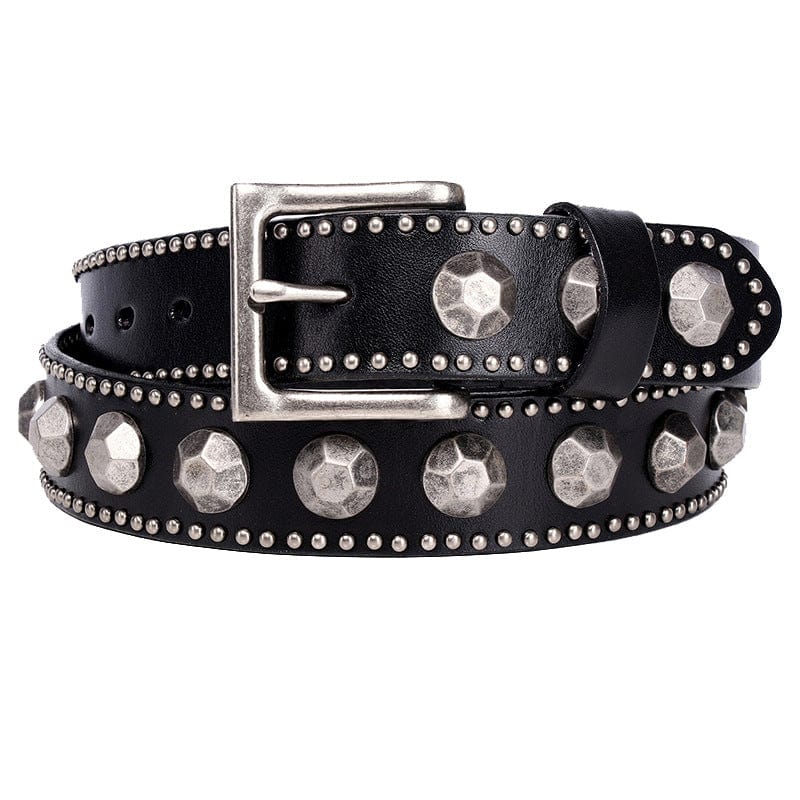 Kobine Men's Punk Pagoda Rivets Leather Belt