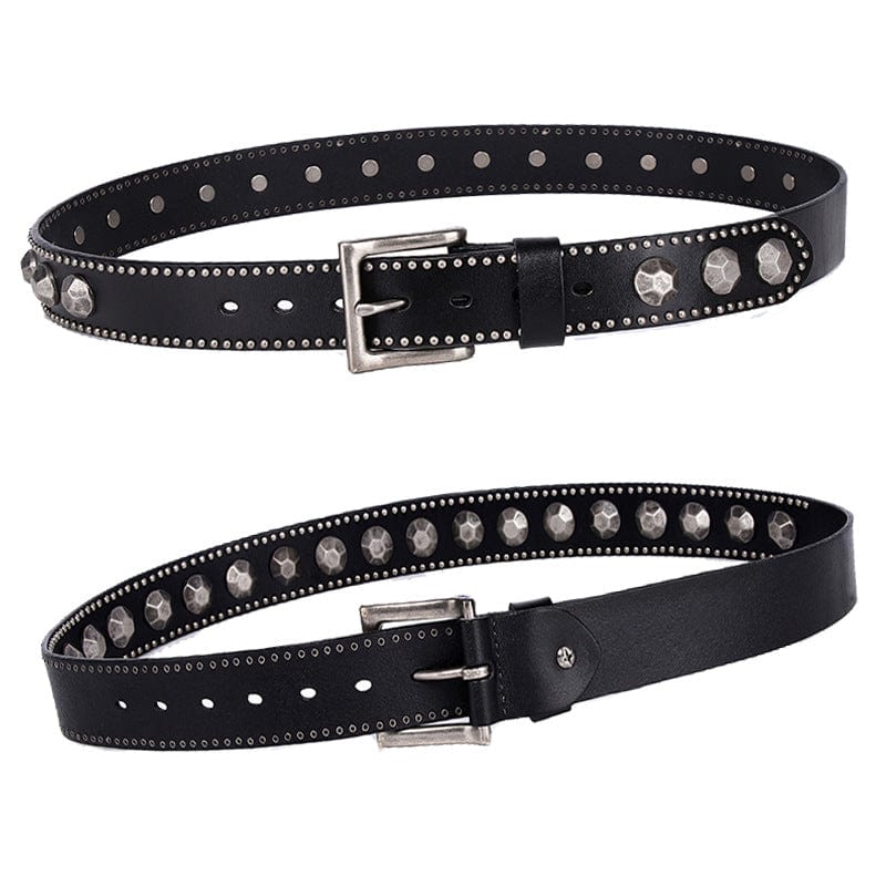 Kobine Men's Punk Pagoda Rivets Leather Belt
