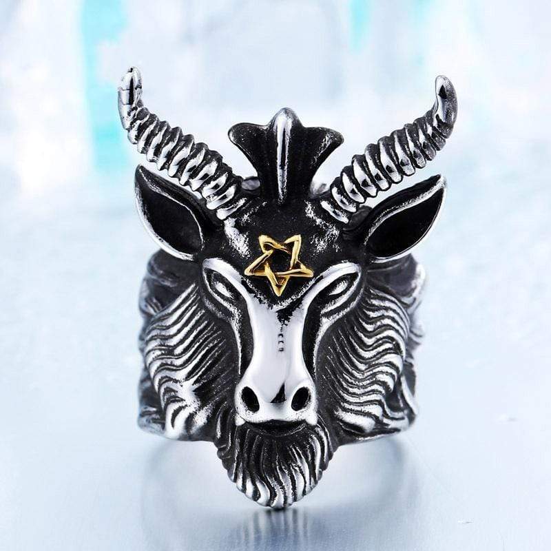 Men's Punk Pentagram Satan RAMS Rings