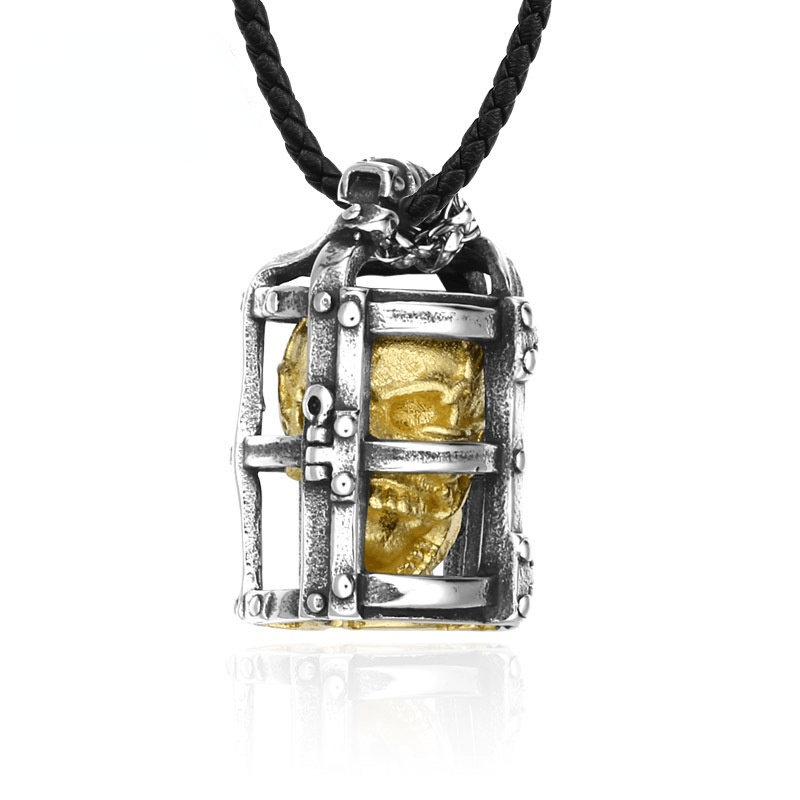 Men's Punk Skull Cage Necklace
