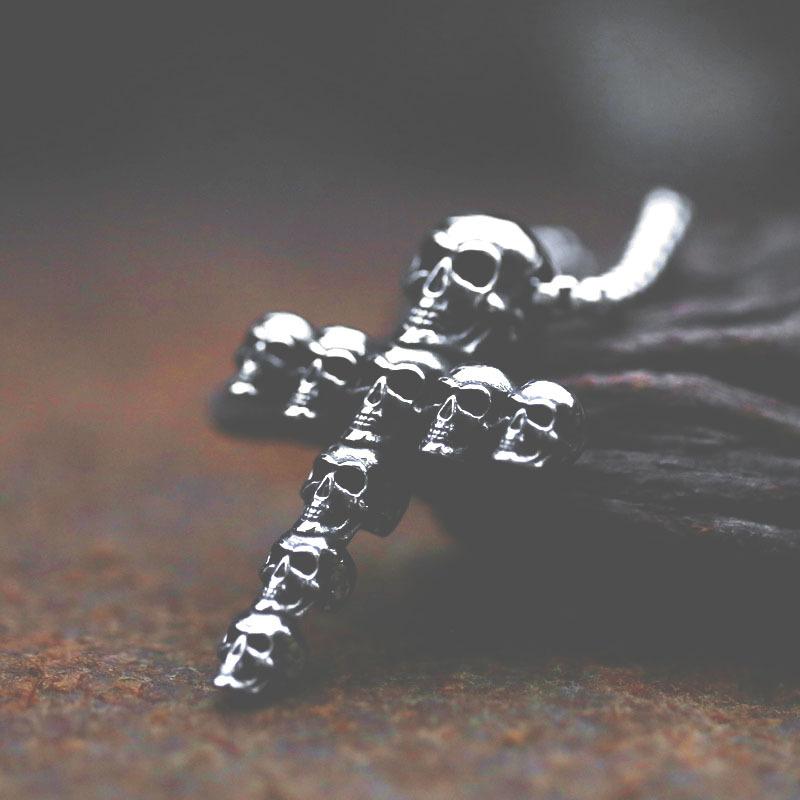 Men's Punk Skull Cross Necklace