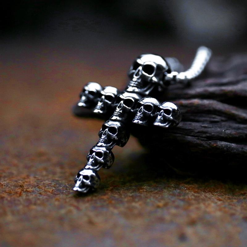Men's Punk Skull Cross Necklace