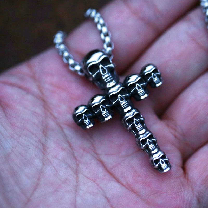 Men's Punk Skull Cross Necklace