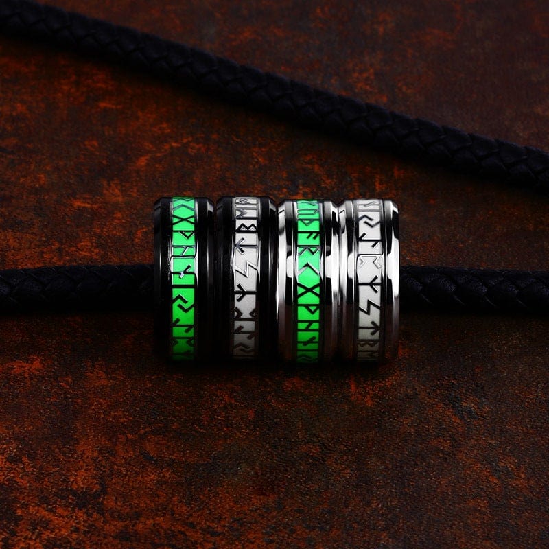 Kobine Men's Punk Viking Letter Carved Luminous Ring