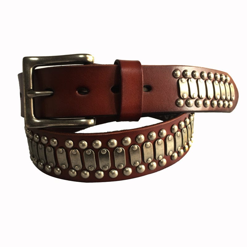 Kobine Men's Punk Vintage Rivets Leather Belt