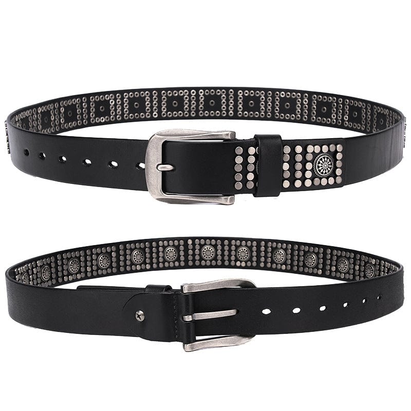 Kobine Men's Punk Vintage Rivets Leather Belt