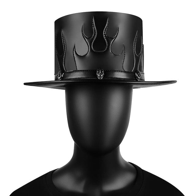 Kobine Men's Steampunk Flame Skull Hat