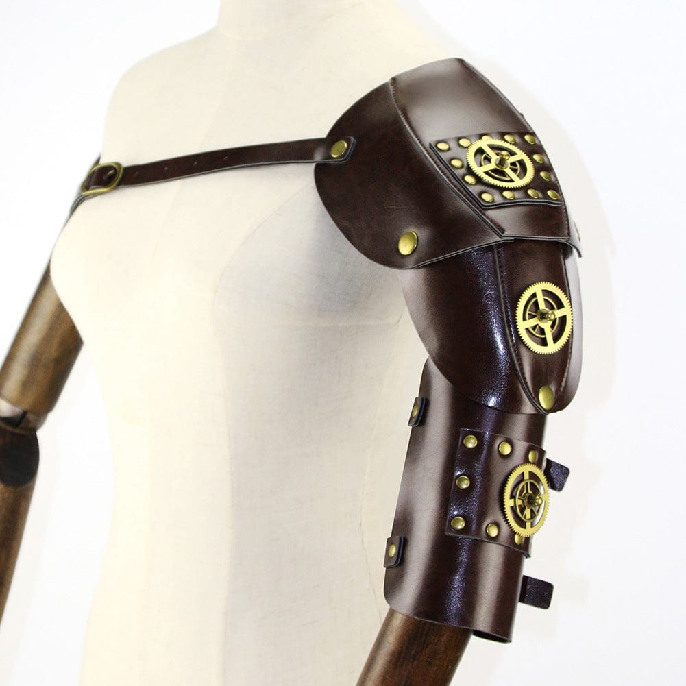 Kobine Men's Steampunk Gear Splice Arm Sleeves with Strap